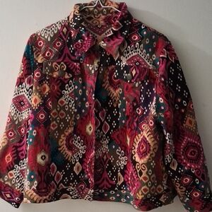 Boho Jacket: Ruby Rd. Multicolor Patterned %100 Cotton Jacket